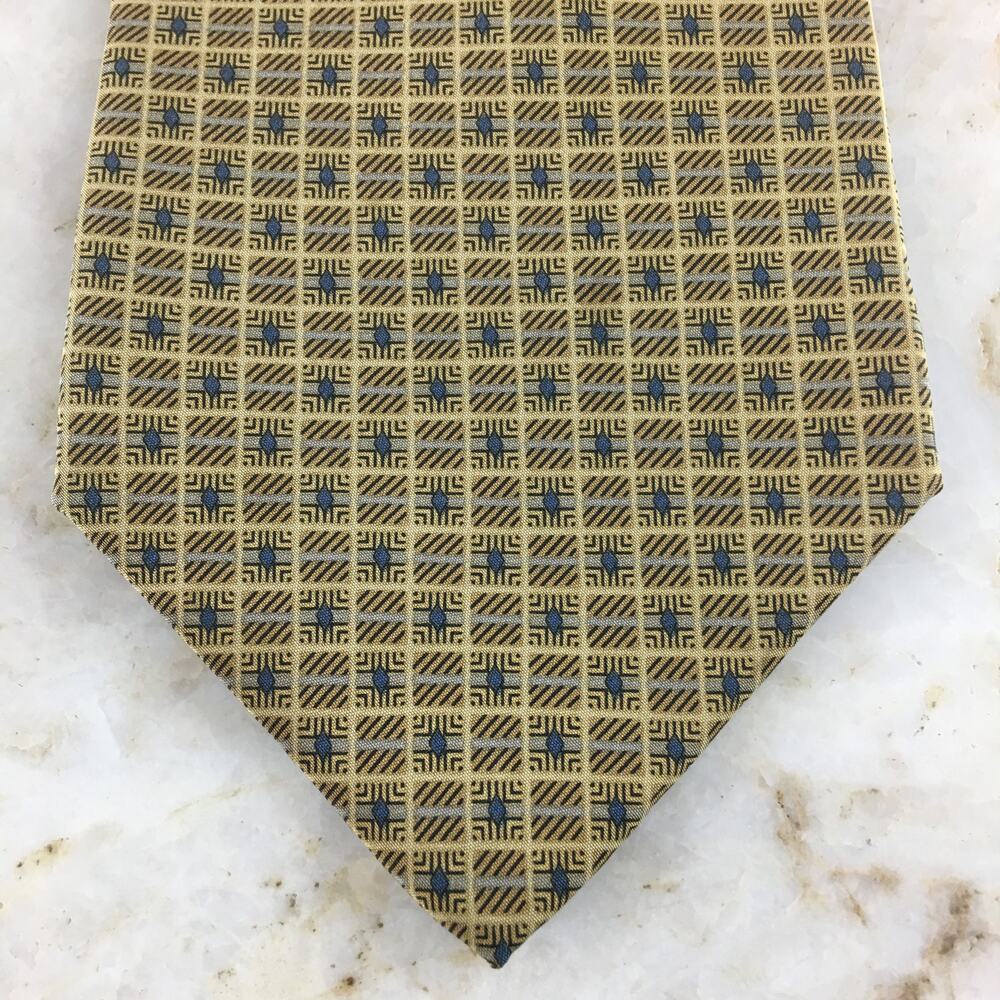 OSCAR DE LA RENTA GOLD BLUE ALL SILK TIE